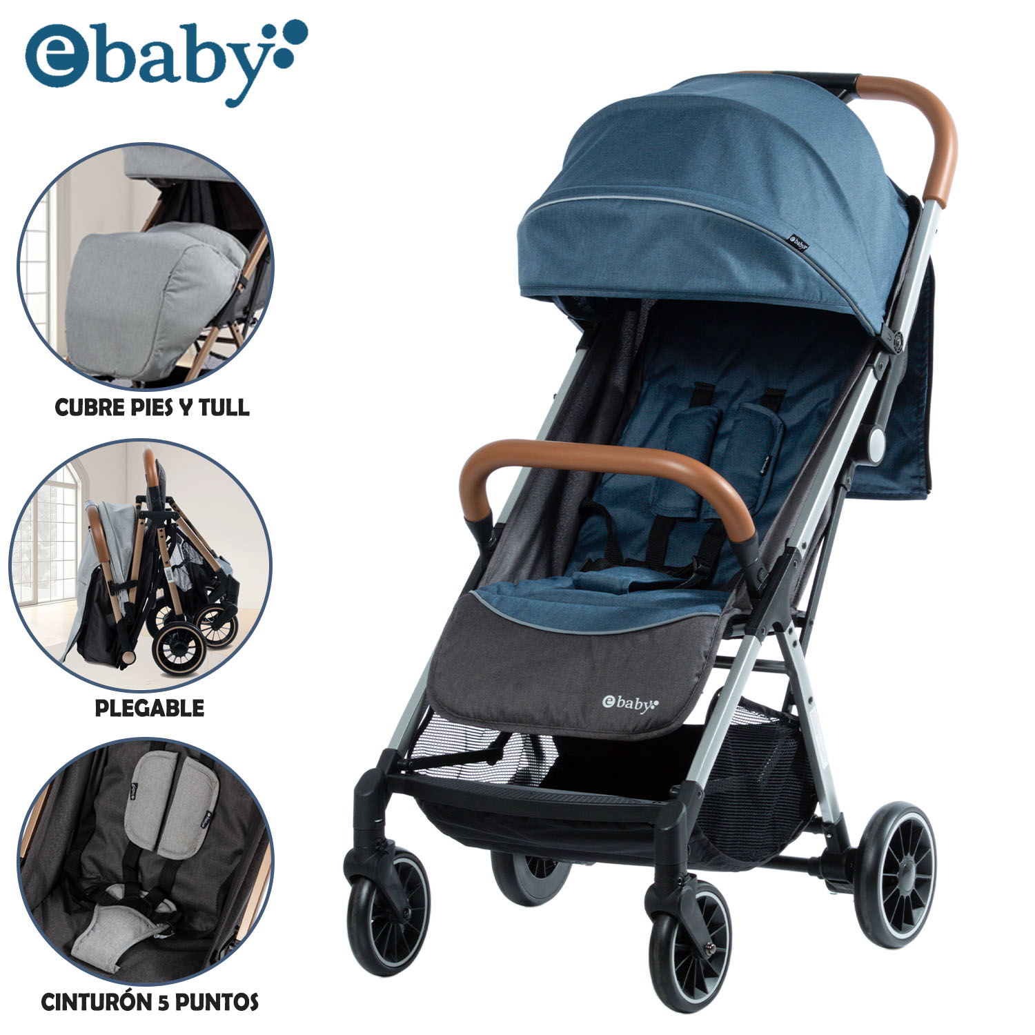 COCHE MALETA PARA BEBÉ «SOFI» DE FÁCIL PLEGADO AZUL - 1