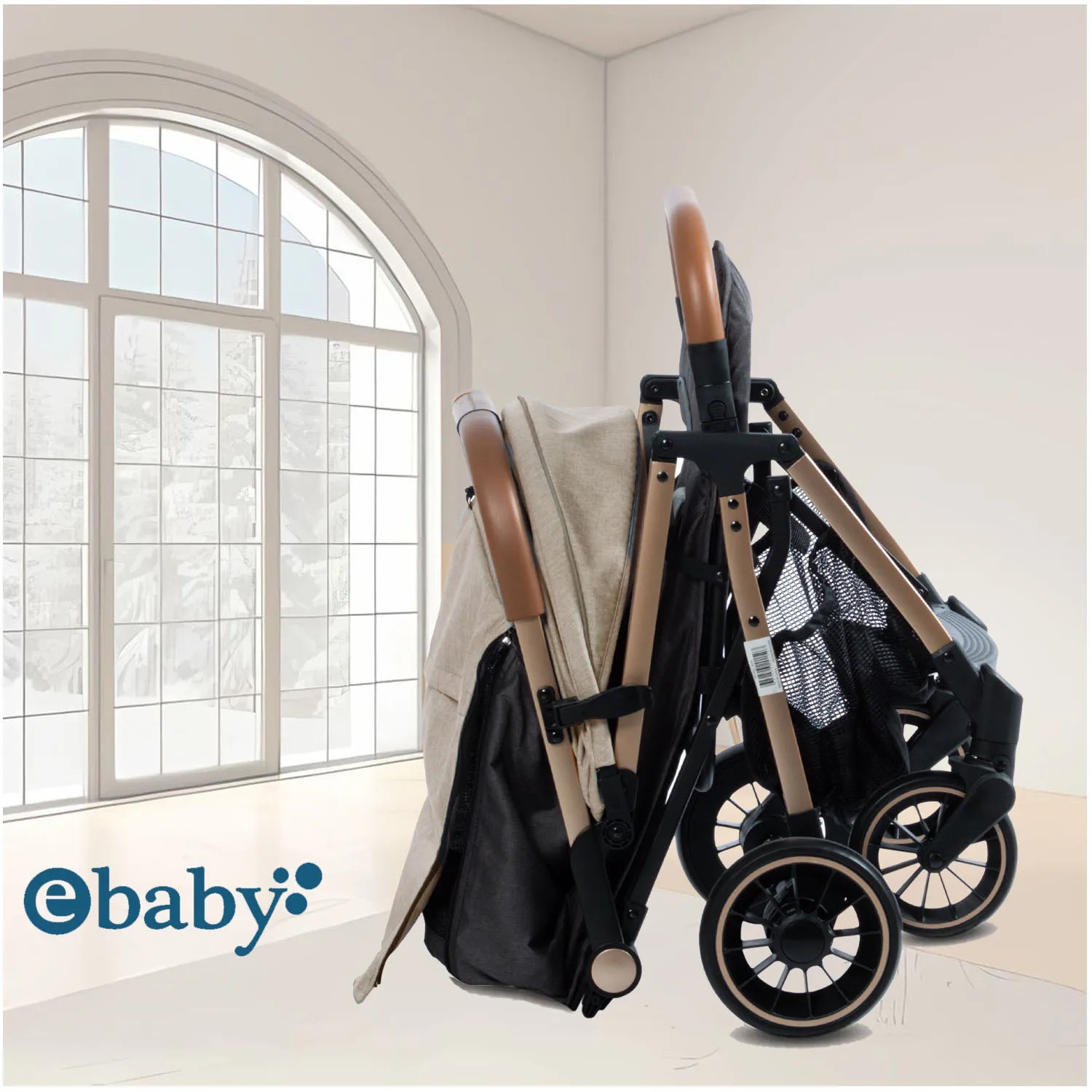 COCHE MALETA PARA BEBÉ «SOFI» DE FÁCIL PLEGADO BEIGE - 3