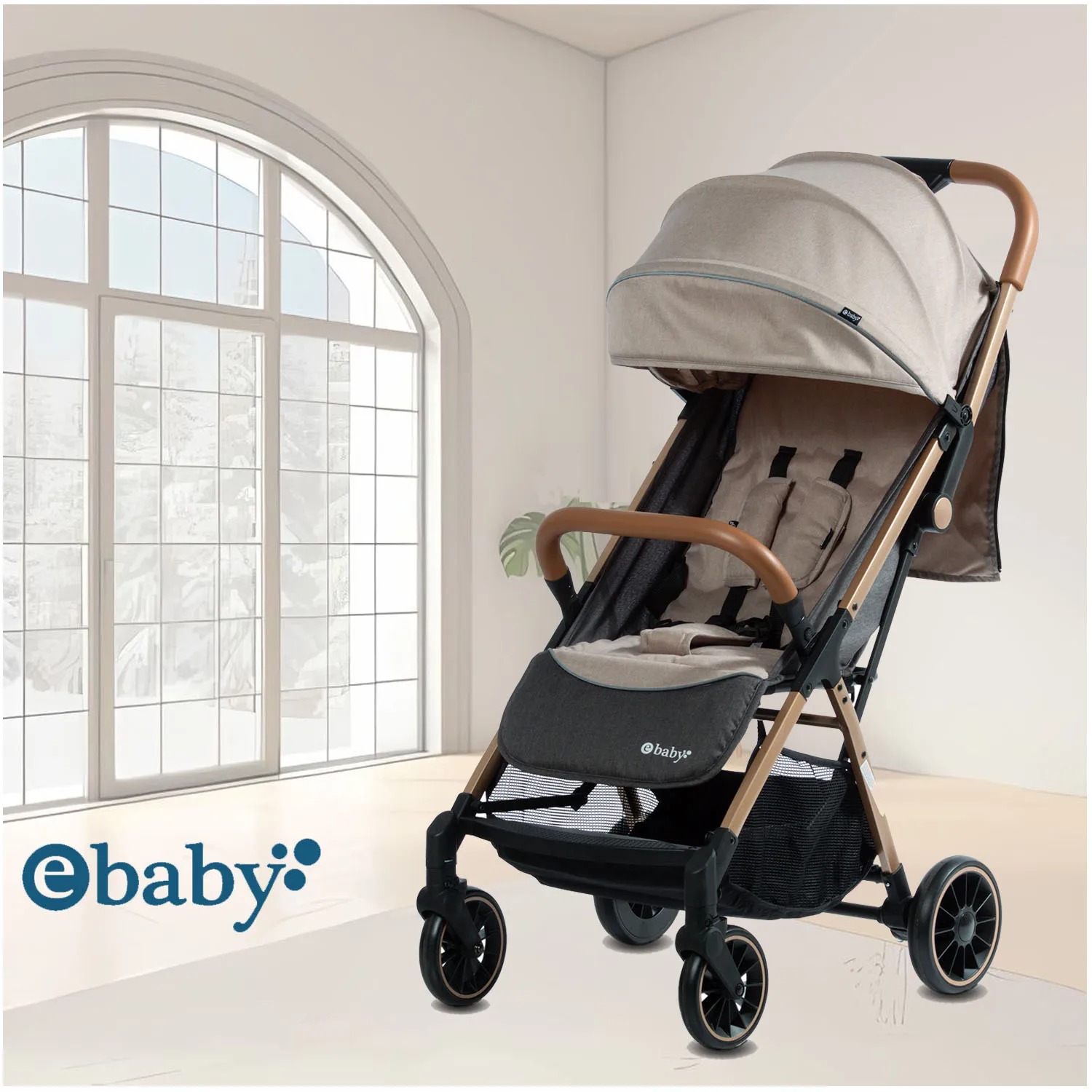 COCHE MALETA PARA BEBÉ «SOFI» DE FÁCIL PLEGADO BEIGE - 5