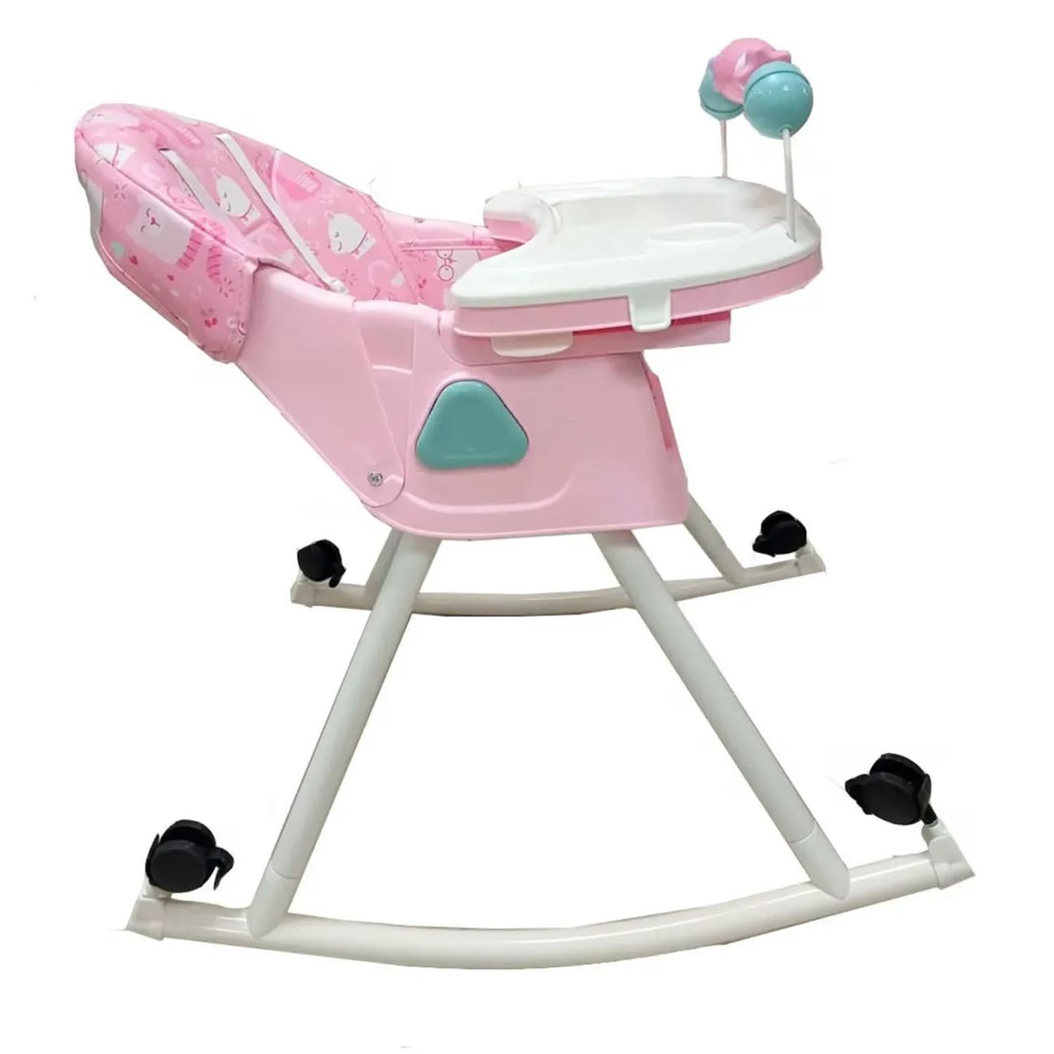 SILLA DE COMER EBABY ASIENTO RECLINABLE DALI ROSADO RUEDAS - 2