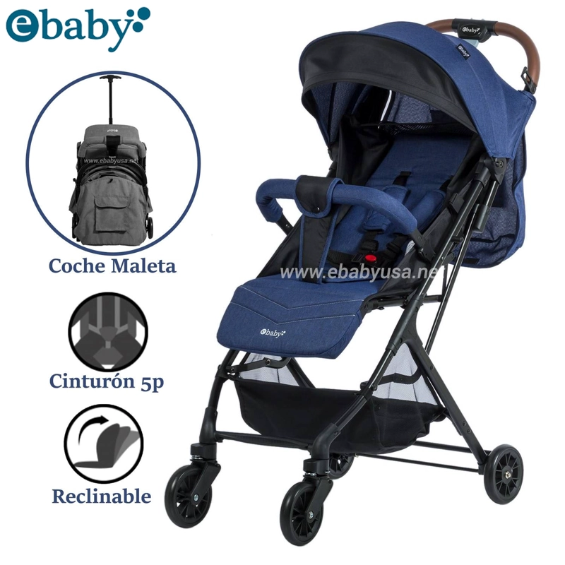 COCHE MALETA EBABY RESPALDAR RECLINABLE KALAN AZUL - 1