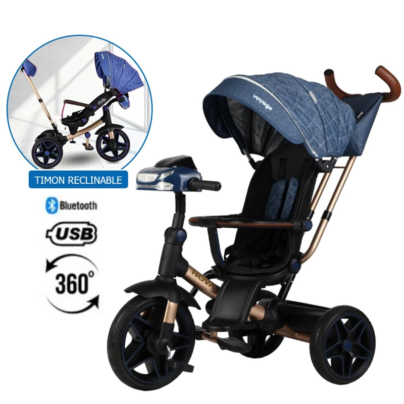TRICICLO GIRATORIO 5 EN 1 VOYAGE NOVA USB BLUETOOTH AZUL - 1