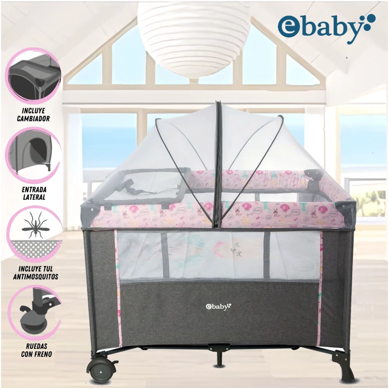 EBABY CUNA COLECHO NALA EB751-1 ROSADO HOT - 1