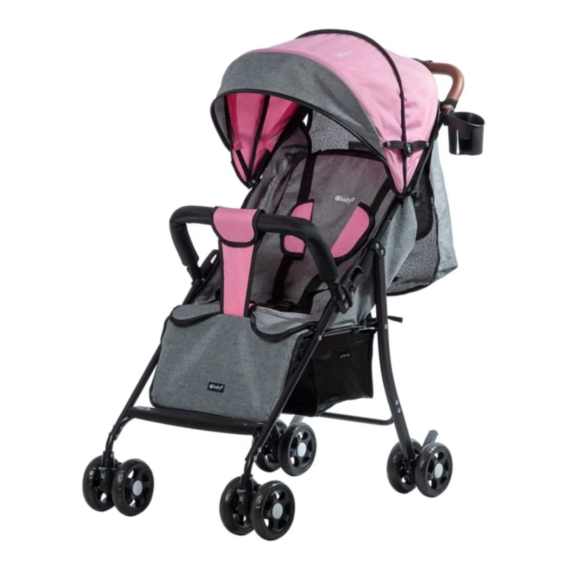 COCHE DE PASEO NAT MALETA CON CUBRE PIES PLEGABLE ROSADO - 2