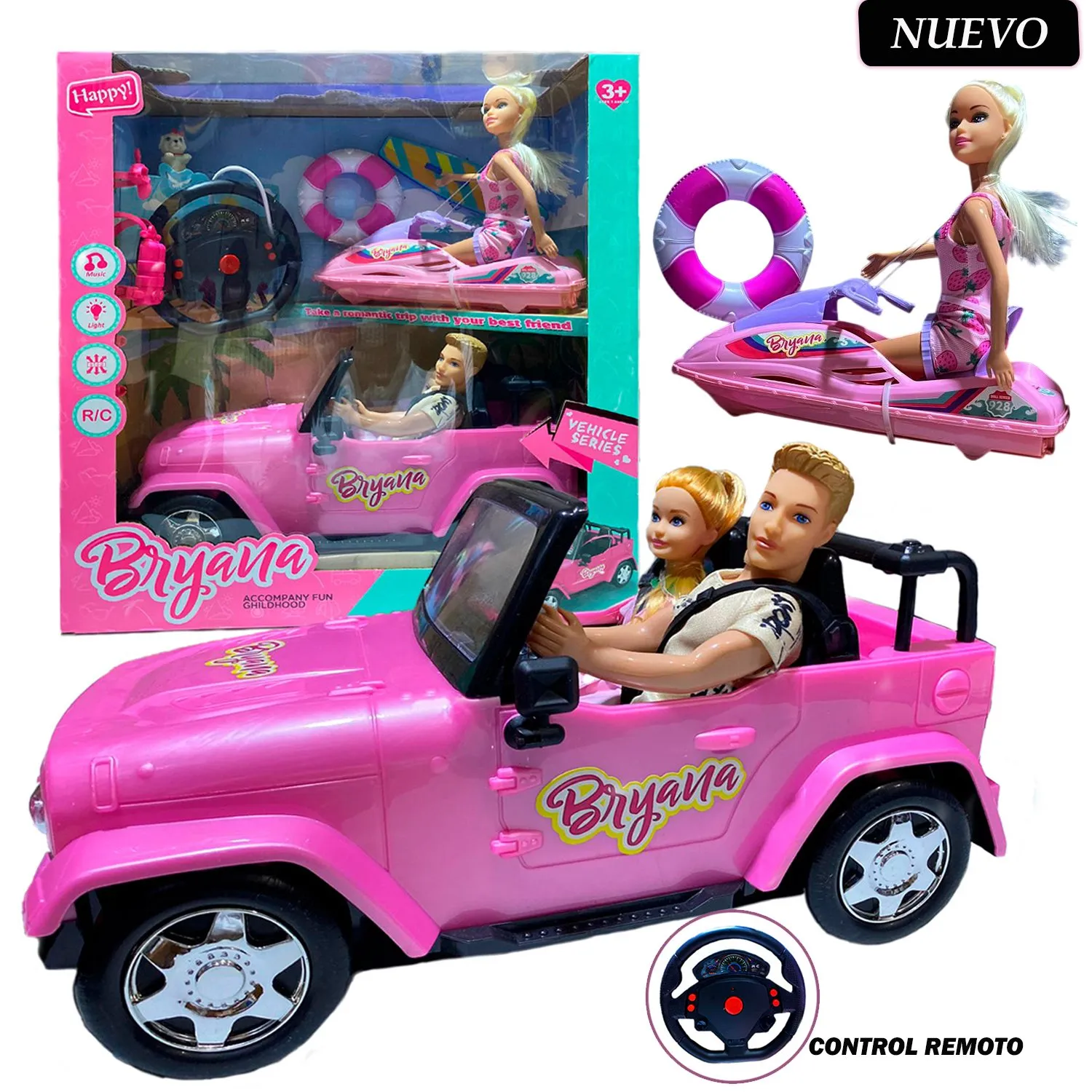 JUGUETE SET DE MUÑECA BRYANA CON AUTO YATE Y CONTROL MUSICAL - 1