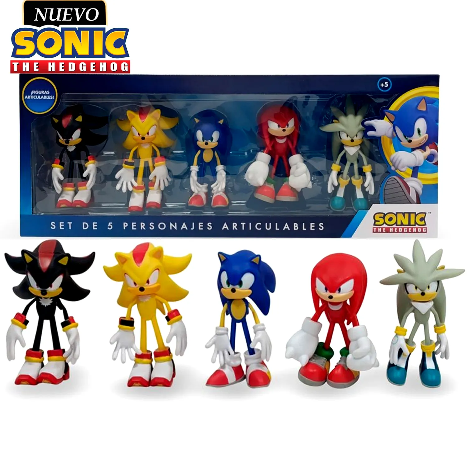 SET DE MUÑECOS SONIC Y SUS AMIGOS ARTICULABLES M5 ROJO - 1
