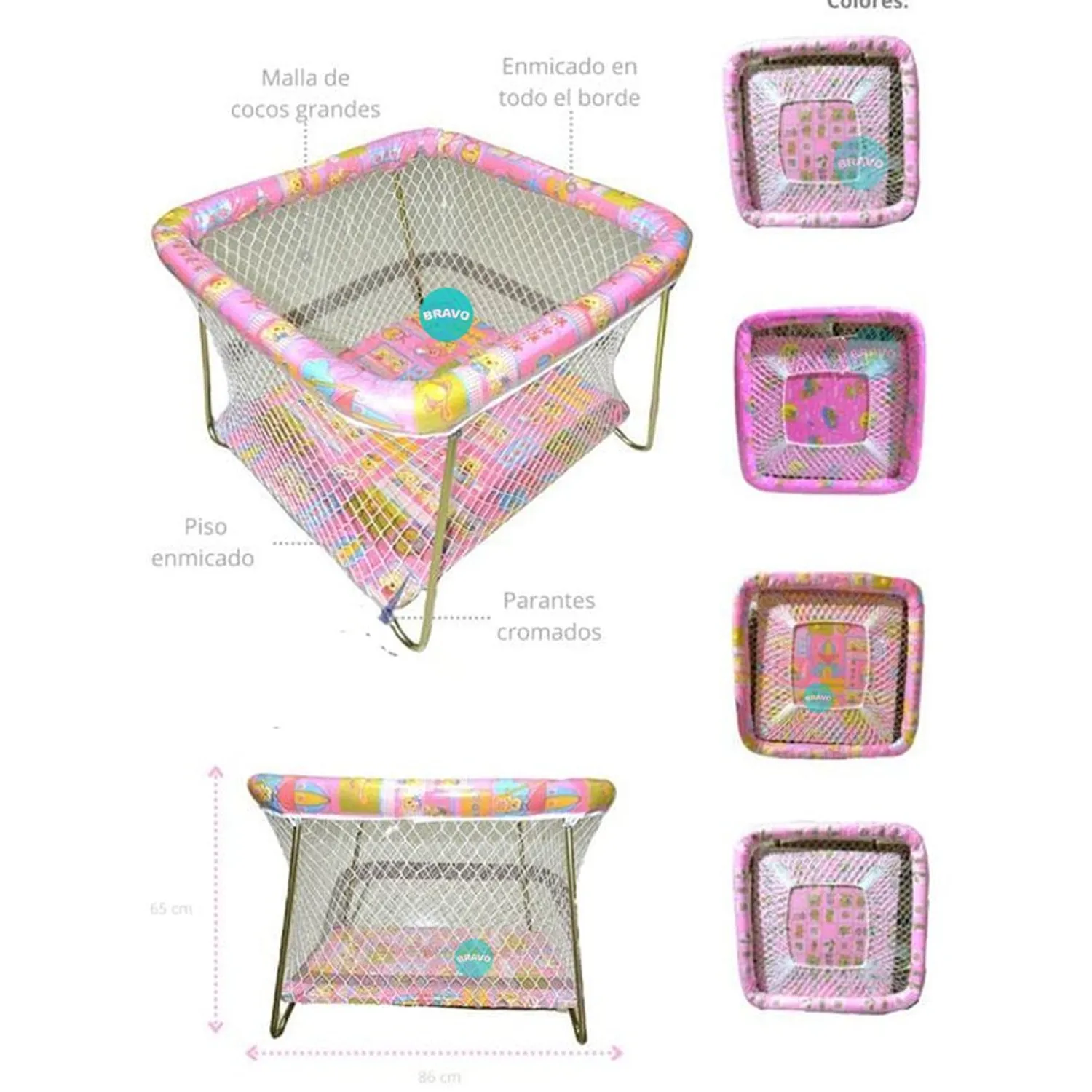 CORRAL PARA BEBES ACOLCHADO ECONOMICO CAMBREL -NACIONAL ROSA - 1