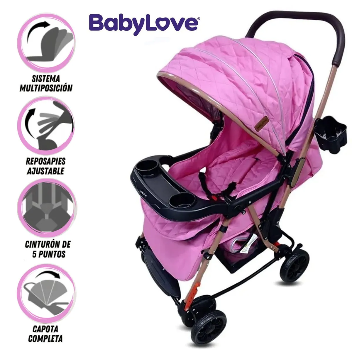 COCHE MECEDORA DE LUJO «SEULGI» DARK PINK - 1