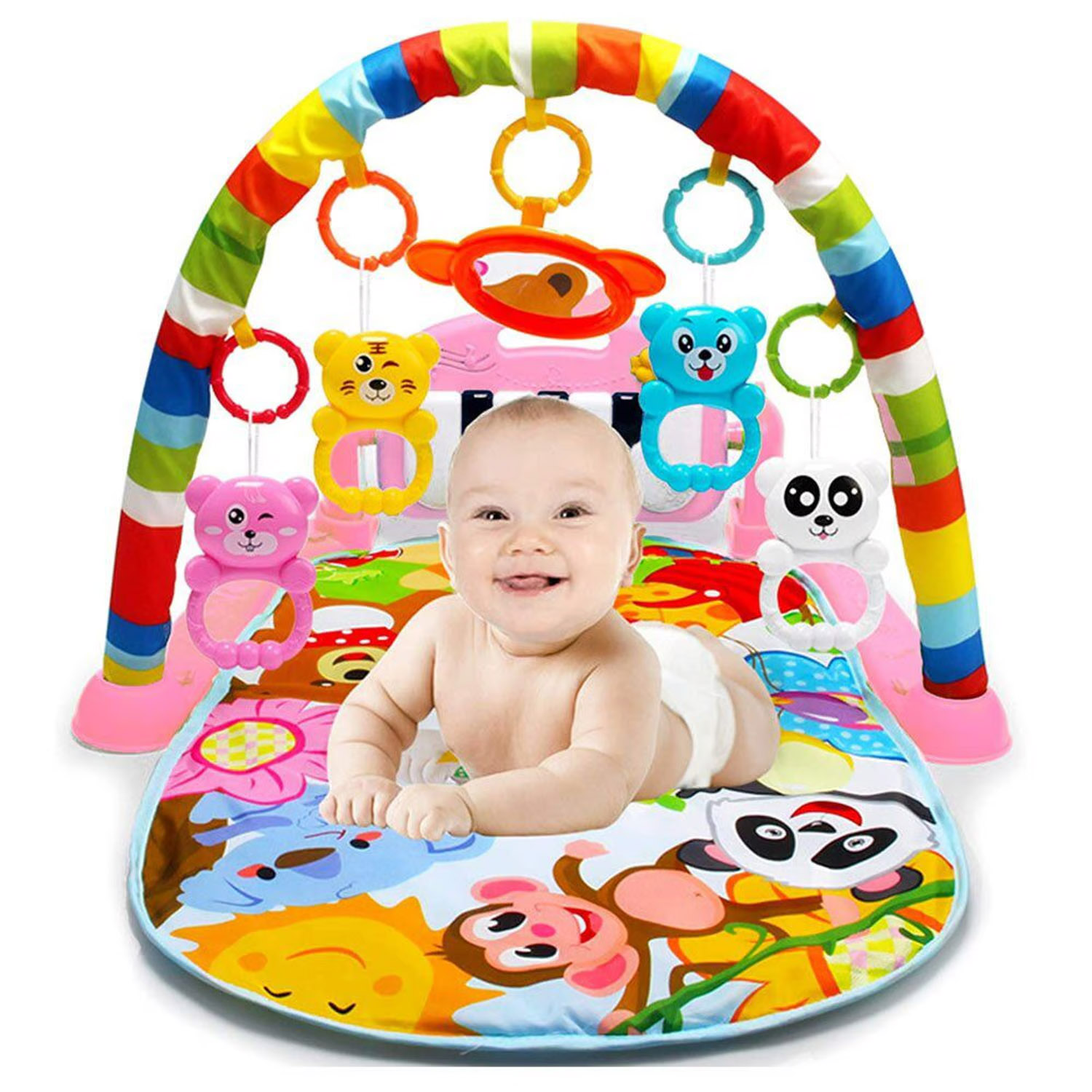 GIMNASIO DE BEBE CON PIANO PARA PATEAR ROSADO - 2