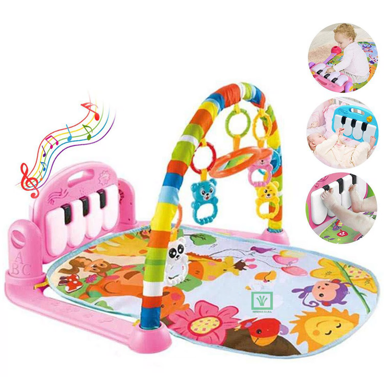 GIMNASIO DE BEBE CON PIANO PARA PATEAR ROSADO - 3