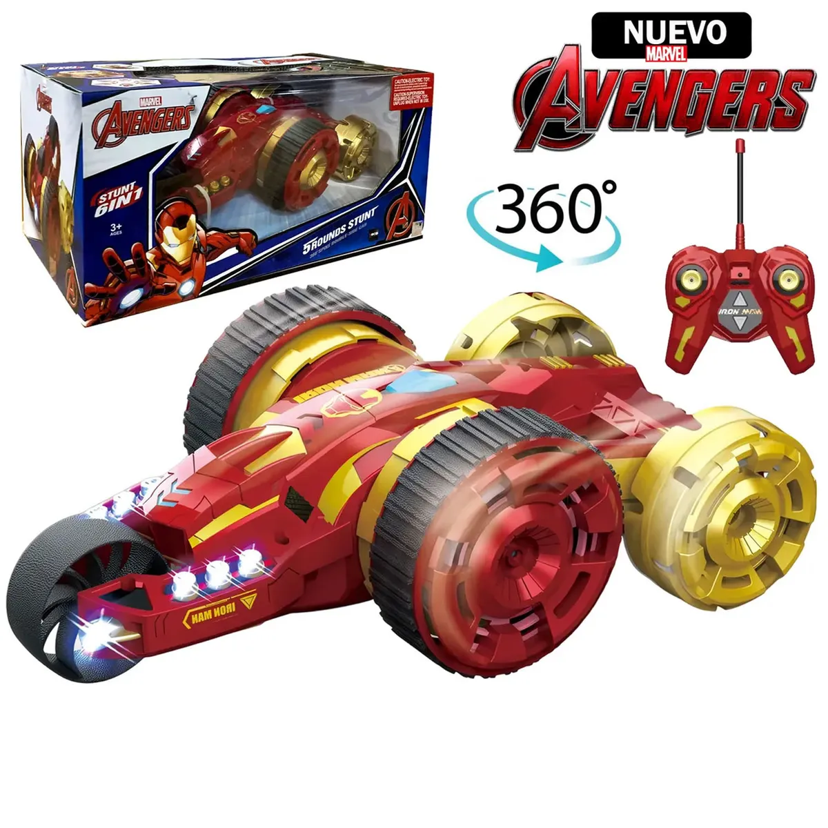JUGUETE CARRO TELEDIRIGIDO DE MARVEL IRON MAN ACROBÁTICO CON CONTROL - 1