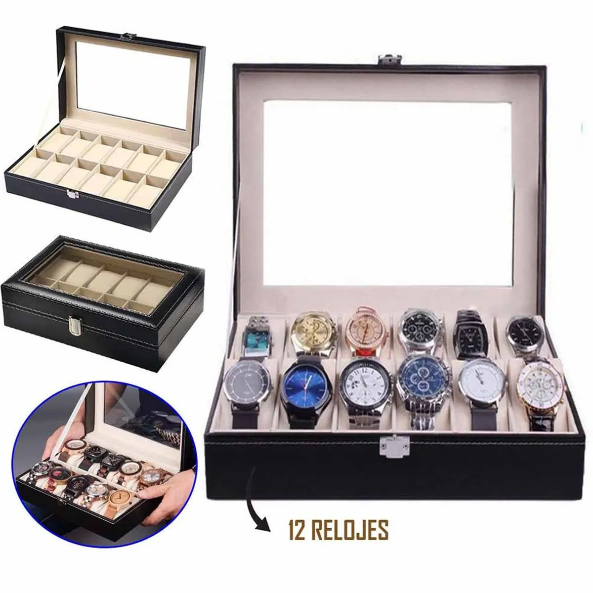 ORGANIZADOR DE RELOJES 12 COMPARTIMIENTOS - 1