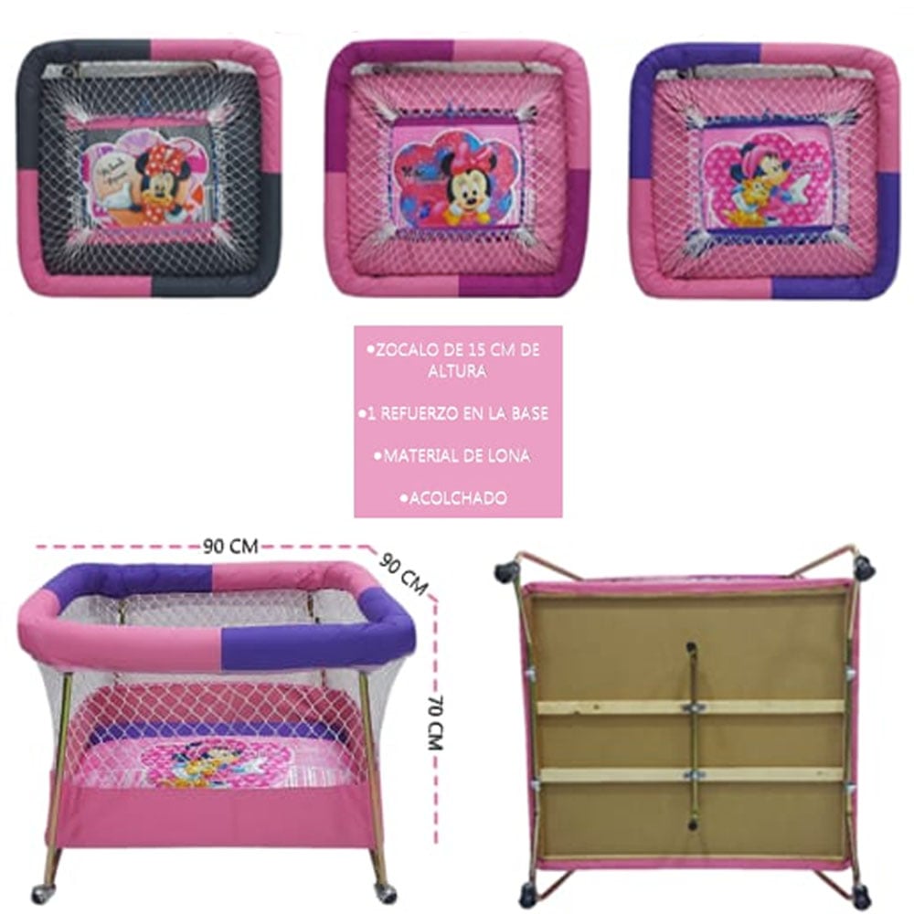 CORRAL CON RUEDAS PARA BEBES ACOLCHADO LONA NIÑA - 2