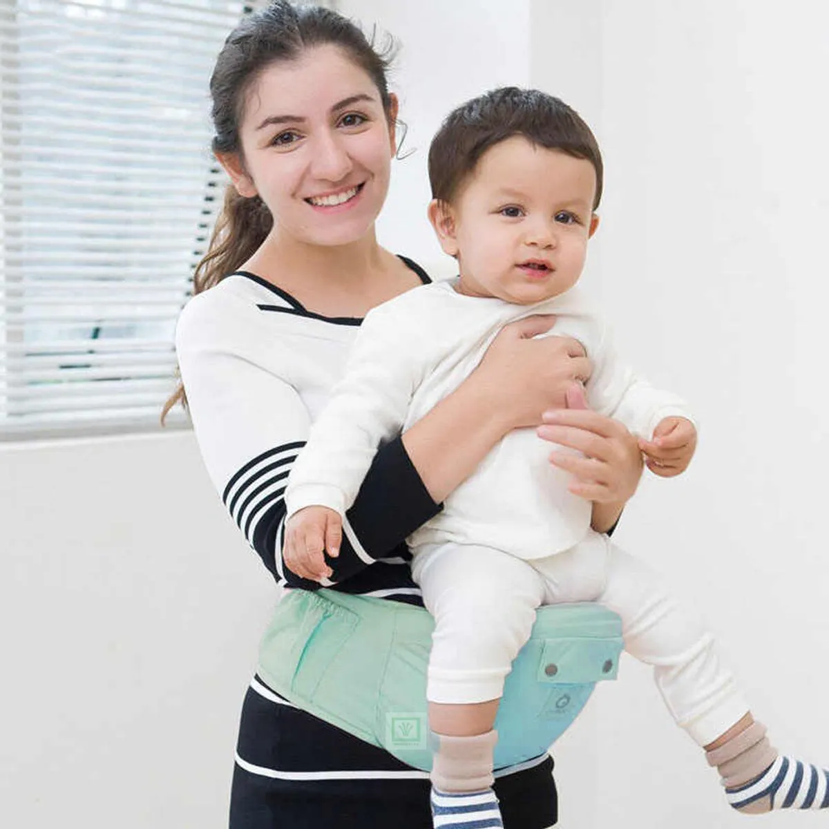 CANGURO PARA BEBÉ ERGONÓMICO BALLENA 3 EN 1 VERDE AGUA - 4
