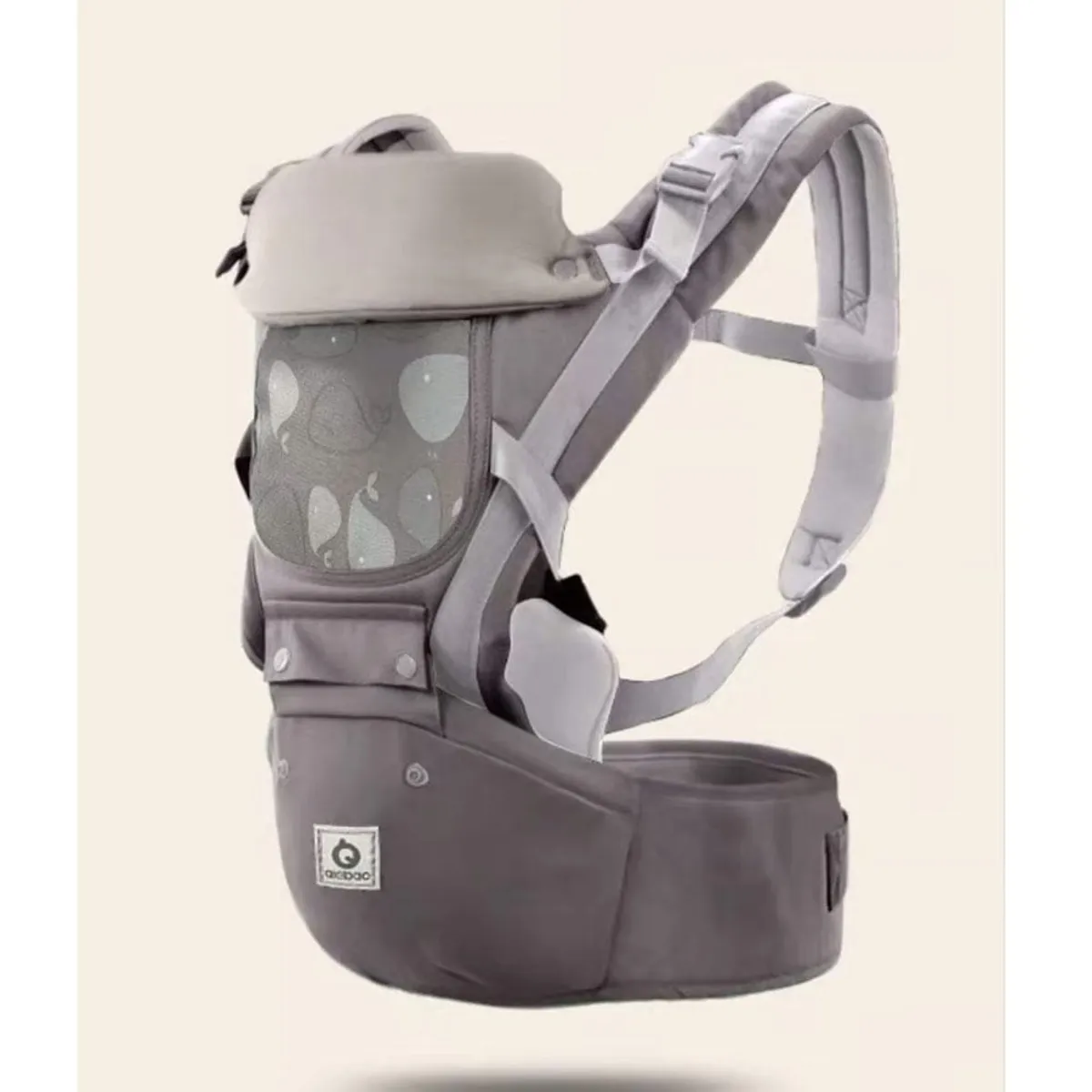CANGURO PARA BEBÉ ERGONÓMICO BALLENA 3 EN 1 GRIS - 2