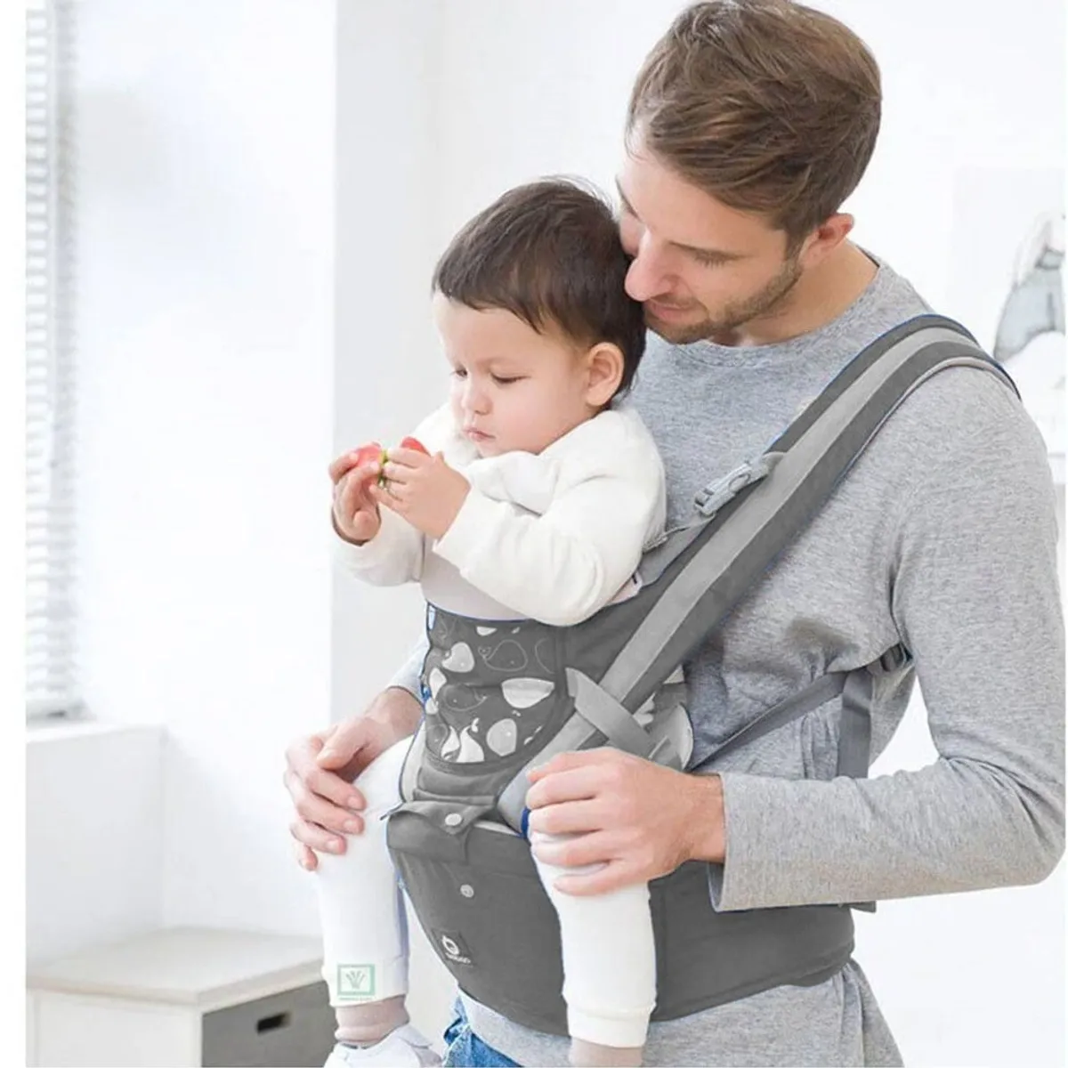 CANGURO PARA BEBÉ ERGONÓMICO BALLENA 3 EN 1 GRIS - 4