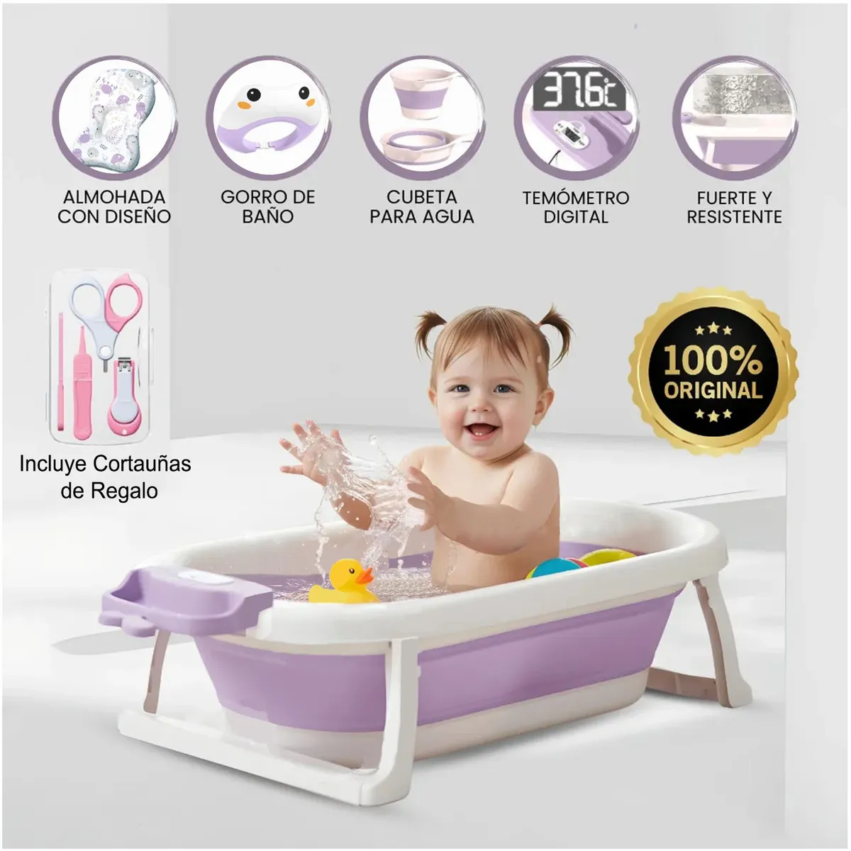 BAÑERA PLEGABLE PARA BEBÉS «MAUI» PURPLE - 1