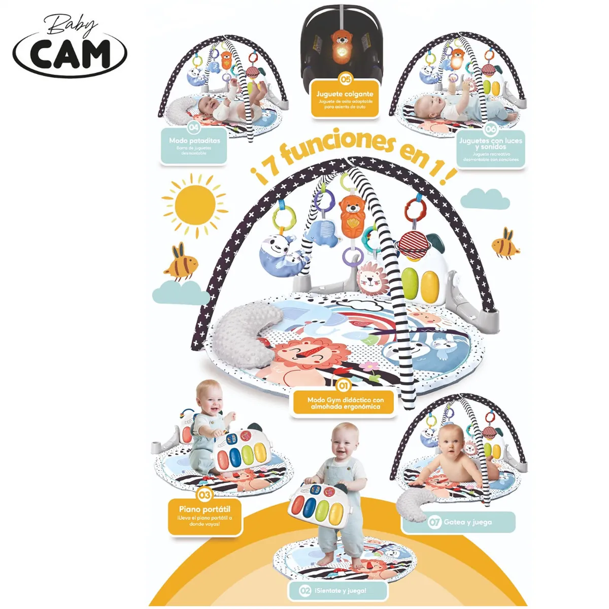 GIMNASIO PIANO MUSICAL BABY CAM 7 EN 1 BLACK - 4