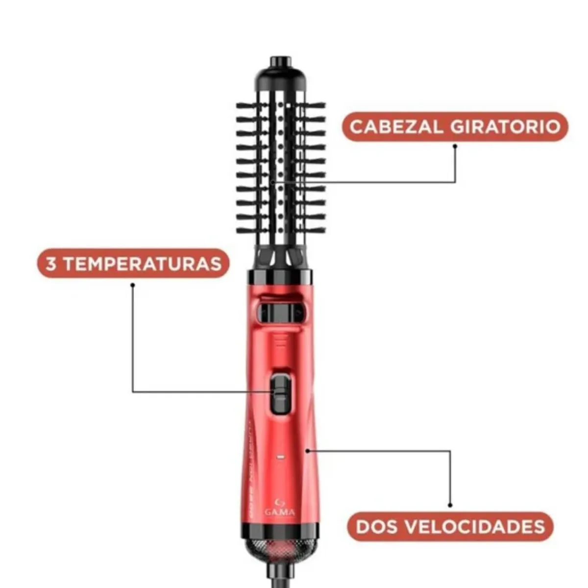 CEPILLO MODELADOR GAMA 3 EN 1 ROTATIVO TURBO -ROJO - 2