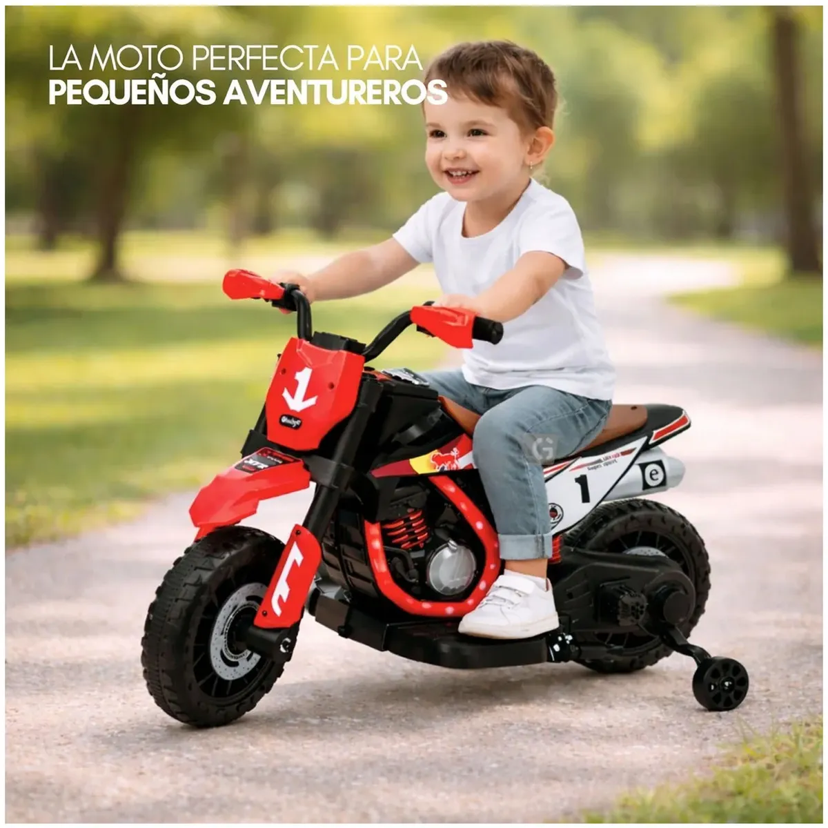 MOTOCICLETA A BATERÍA MUSICAL Y LUCES EBABY COD.349 ROJO - 4