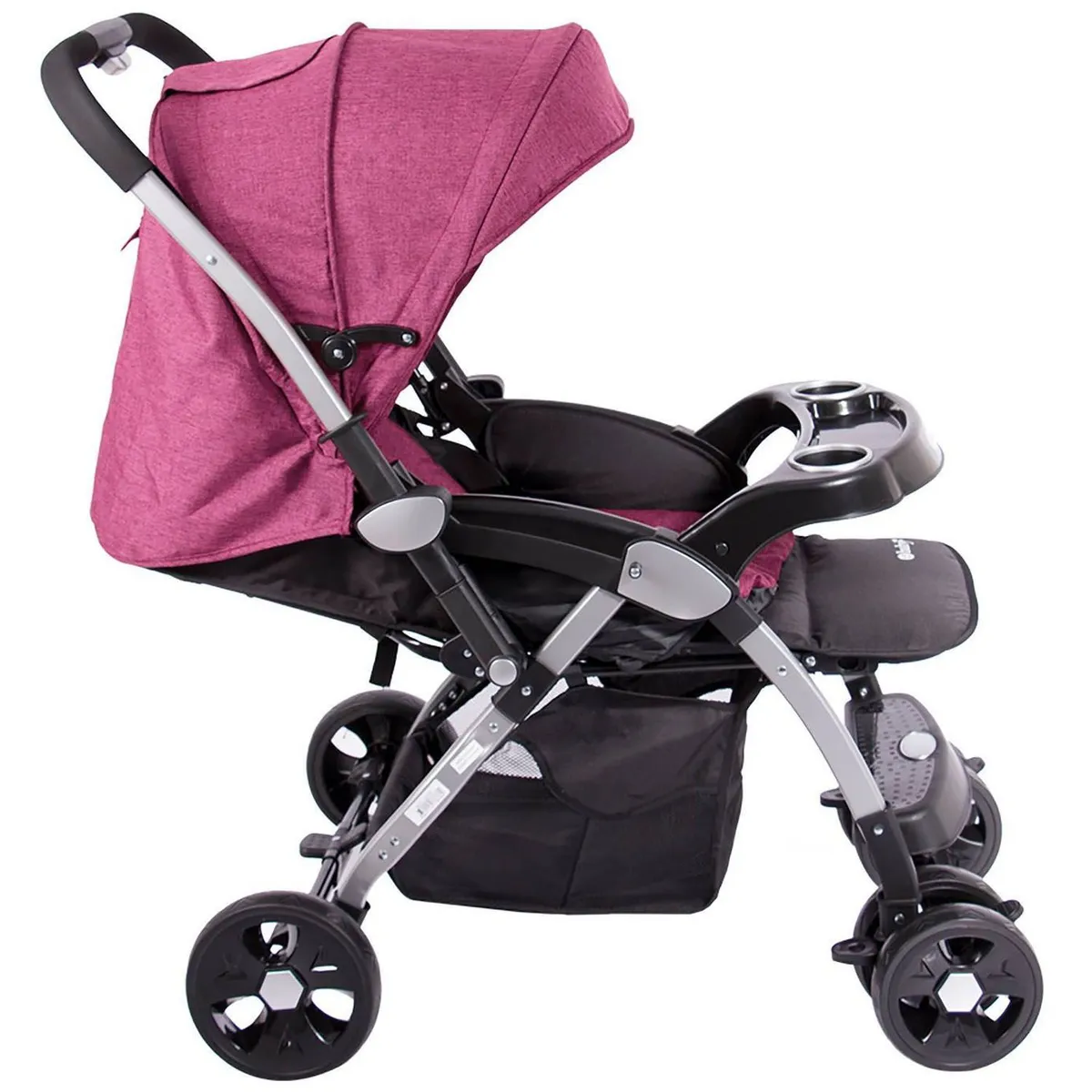 COCHE DE PASEO EBABY KUPER MANGO REVERSIBLE ROSADO - 3