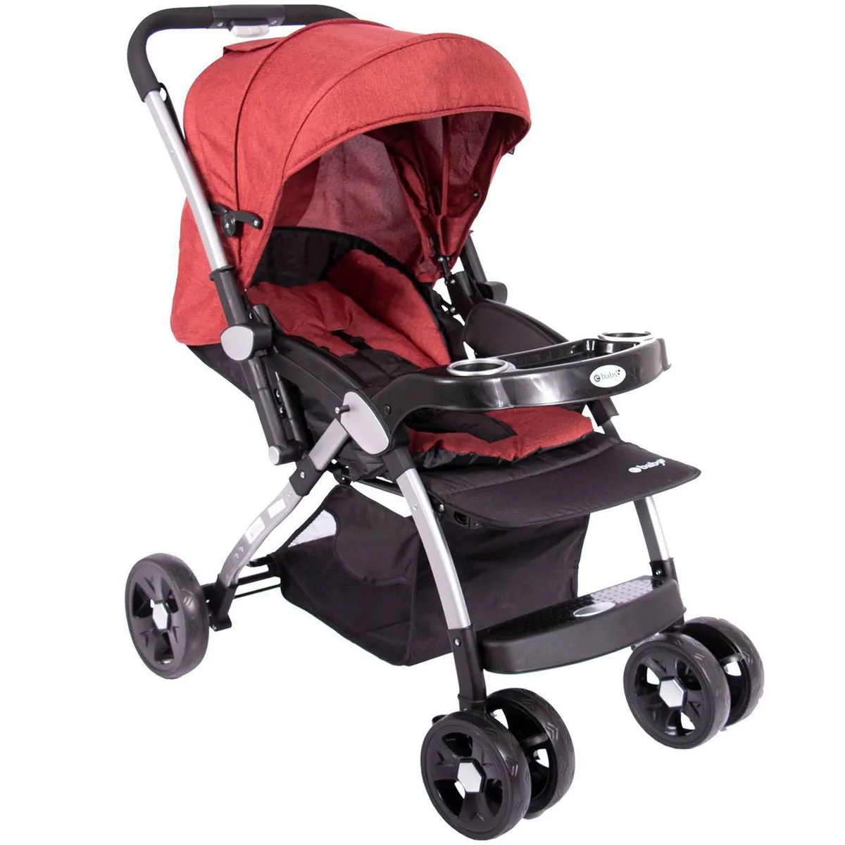 COCHE DE PASEO EBABY KUPER MANGO REVERSIBLE ROJO - 2