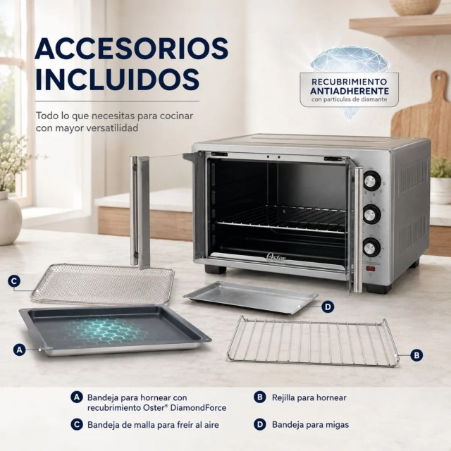 HORNO CON FREIDORA DE AIRE OSTER® DE 35 LITROS, PUERTAS FRANCESAS, TSSTTV35FDMAFNS - 7