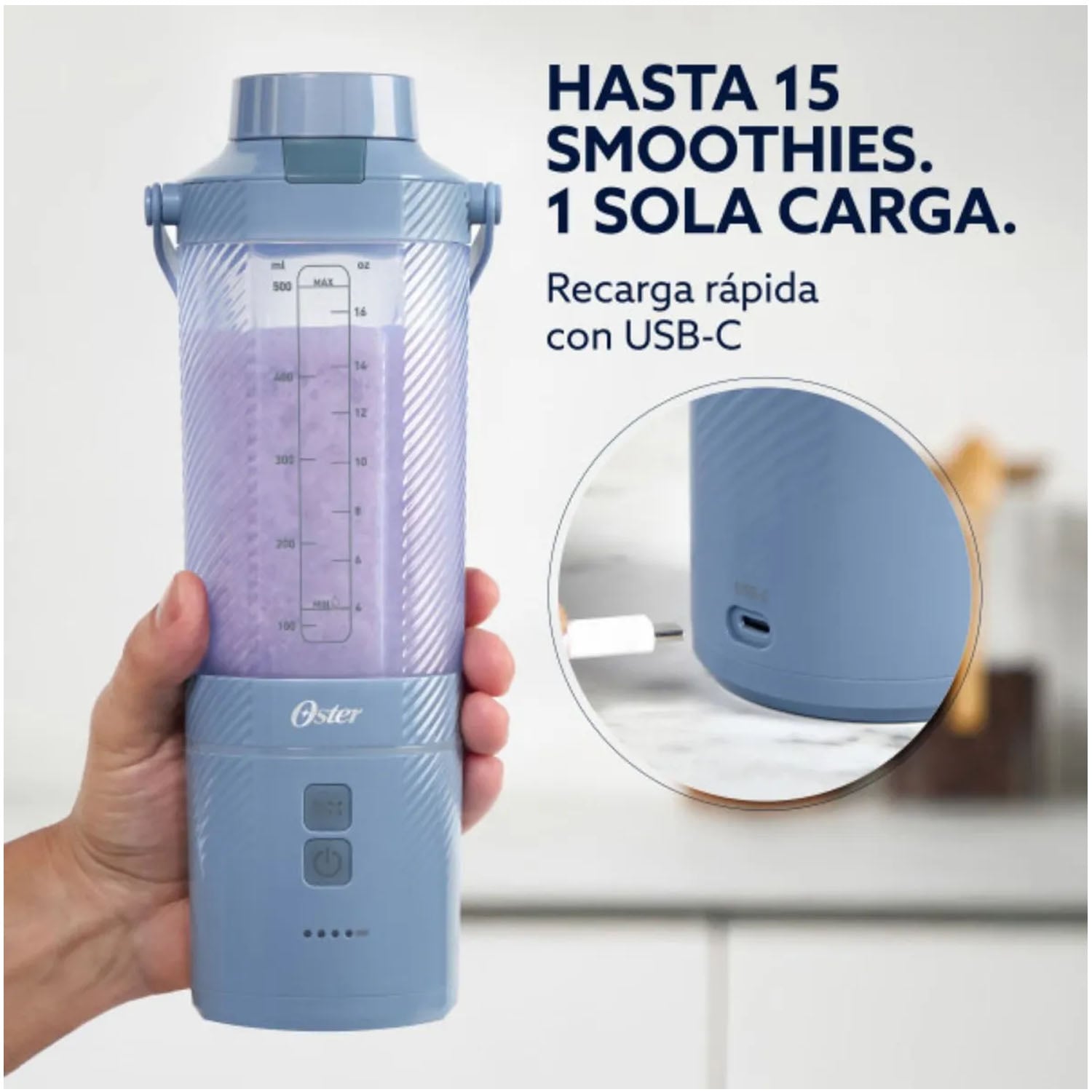 LICUADORA PORTÁTIL OSTER GOMAX, 590 ML , PARA SMOOTHIES, AZUL, BLSTGFP-MH20 - 3