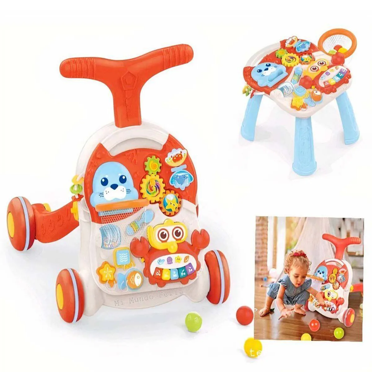 ANDADOR Y MESA ACTIVA PARA BEBÉS 2 EN 1 NARANJA - 1