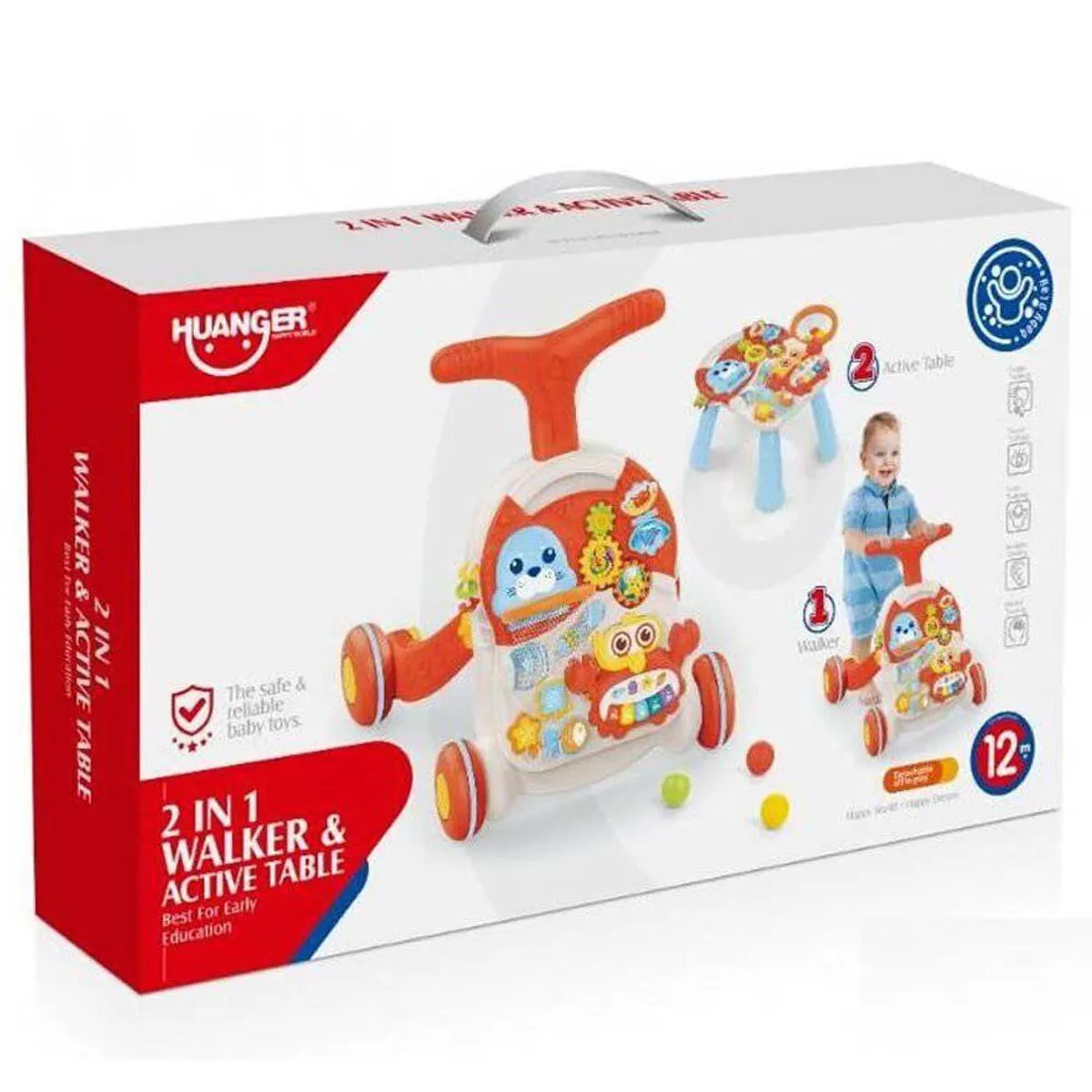 ANDADOR Y MESA ACTIVA PARA BEBÉS 2 EN 1 NARANJA - 3
