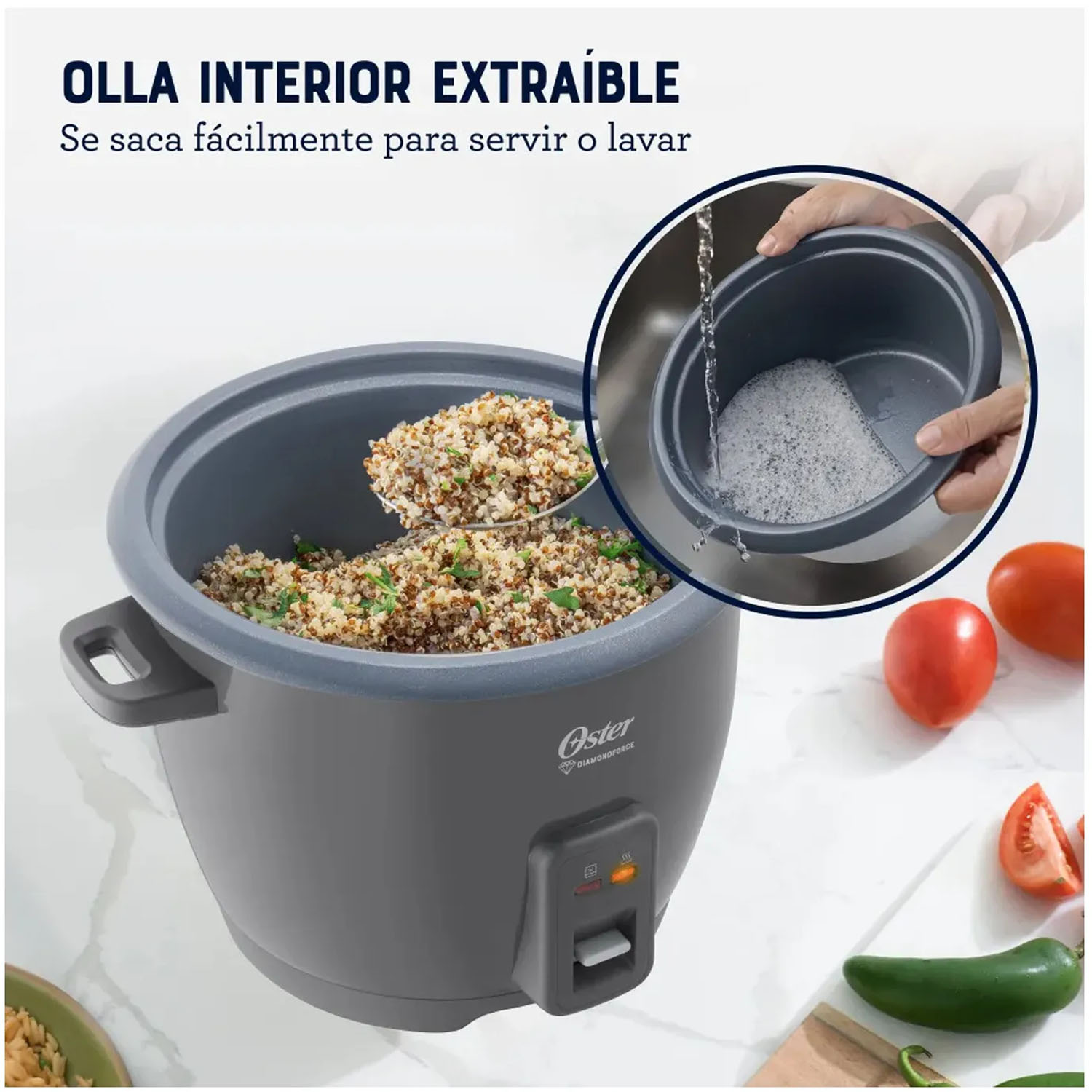 OLLA ARROCERA OSTER DE 1 8L DIAMONDFORCE CKSTRCB10DFSKE GRIS - 2