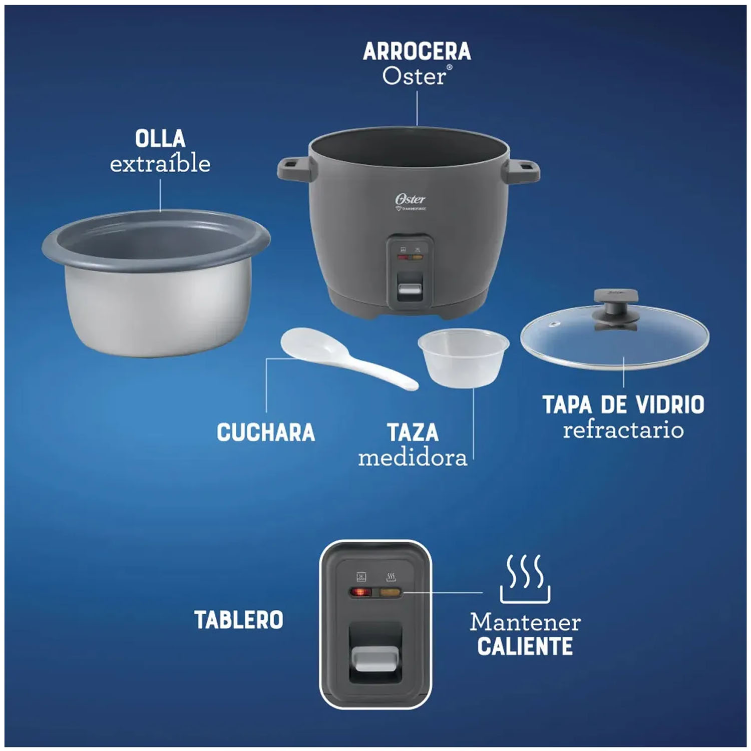 OLLA ARROCERA OSTER DE 1 8L DIAMONDFORCE CKSTRCB10DFSKE GRIS - 5