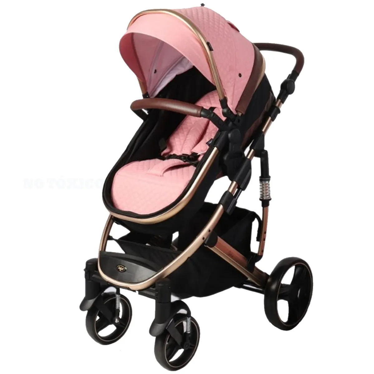 COCHE MOISES DE LUJO 4 EN1 CON PORTA BEBÉ STOKKER BABY ROSA - 3