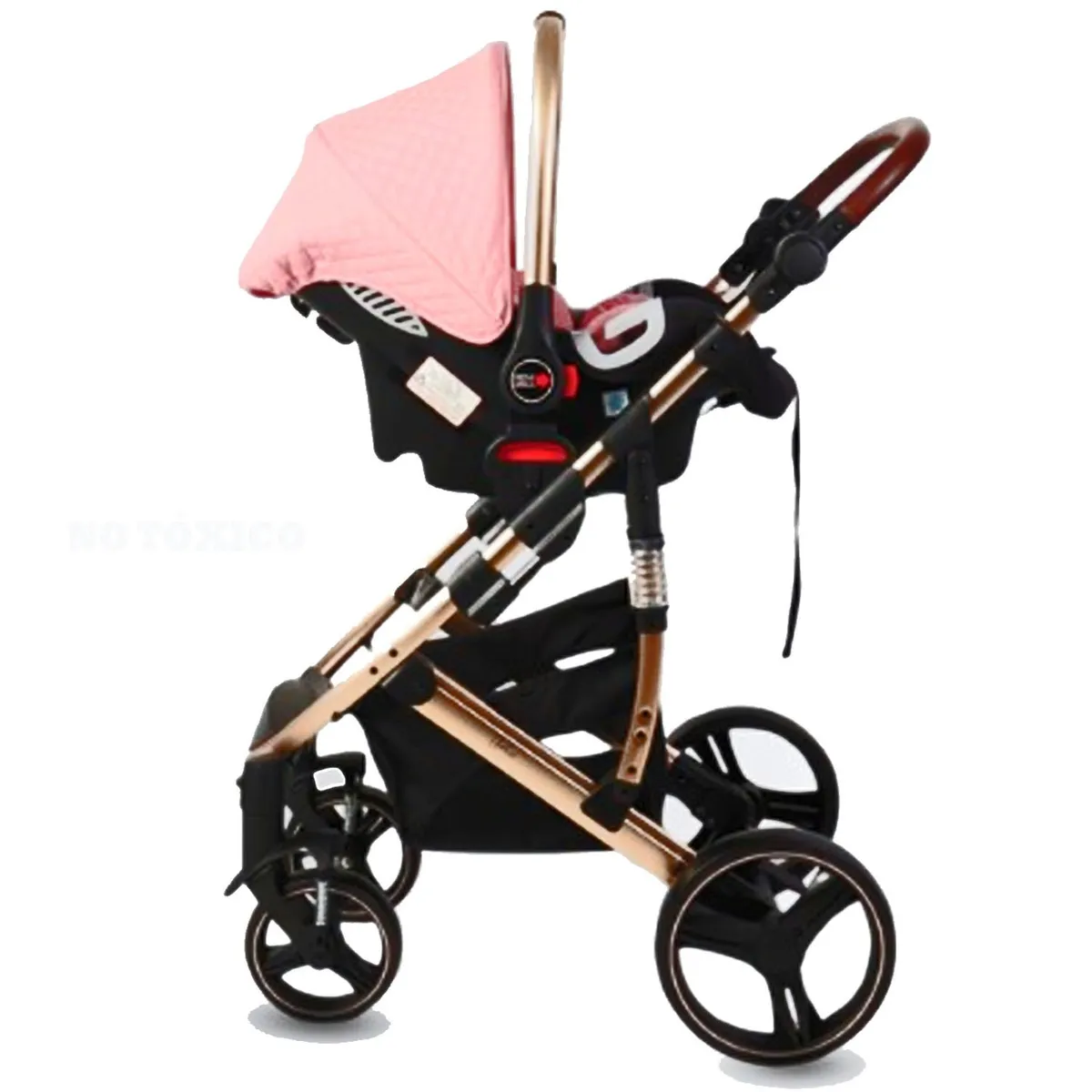 COCHE MOISES DE LUJO 4 EN1 CON PORTA BEBÉ STOKKER BABY ROSA - 5