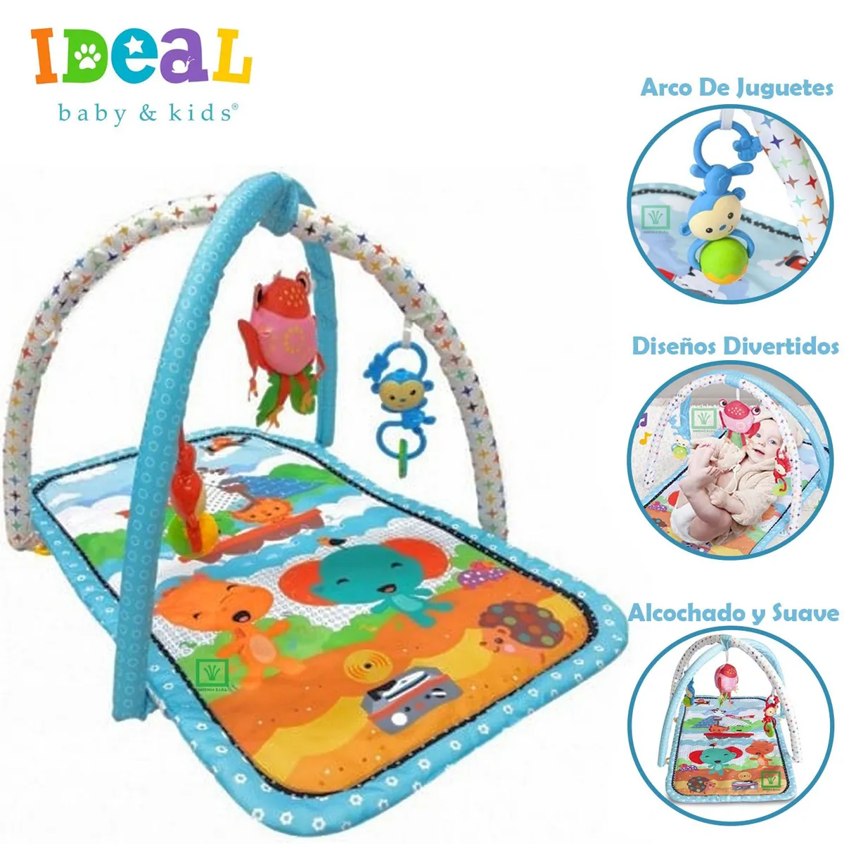 GIMNASIO IDEAL PARA BEBE CON JUGUETES ELEPHANT CELESTE - 1