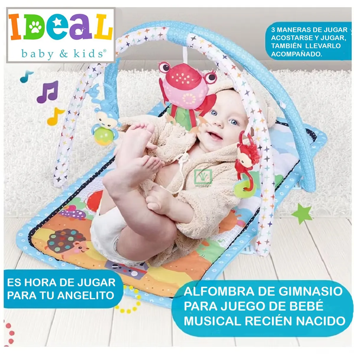 GIMNASIO IDEAL PARA BEBE CON JUGUETES ELEPHANT CELESTE - 6