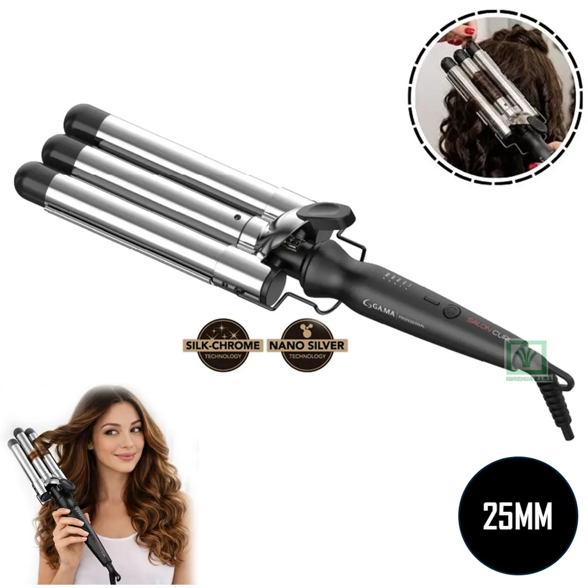 ONDULADOR RIZADOR GAMA PROFESSIONAL DE 3 TUBOS TITANIO 25MM - TRIFERRO - 1