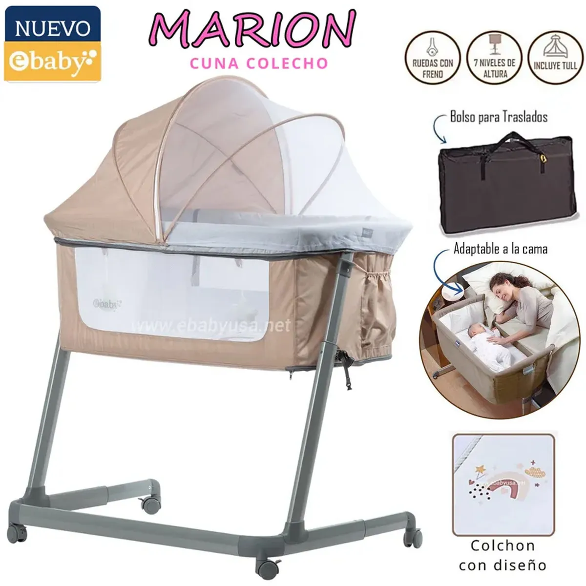 CUNA COLECHO MARION BEIGE EBABY - 1