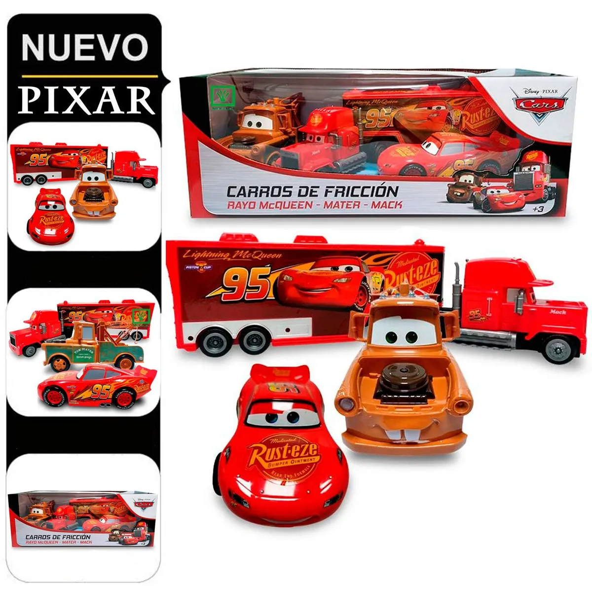 COCHES DE FRICCIÓN CARS MATER MCQUEEN Y MACK - 1