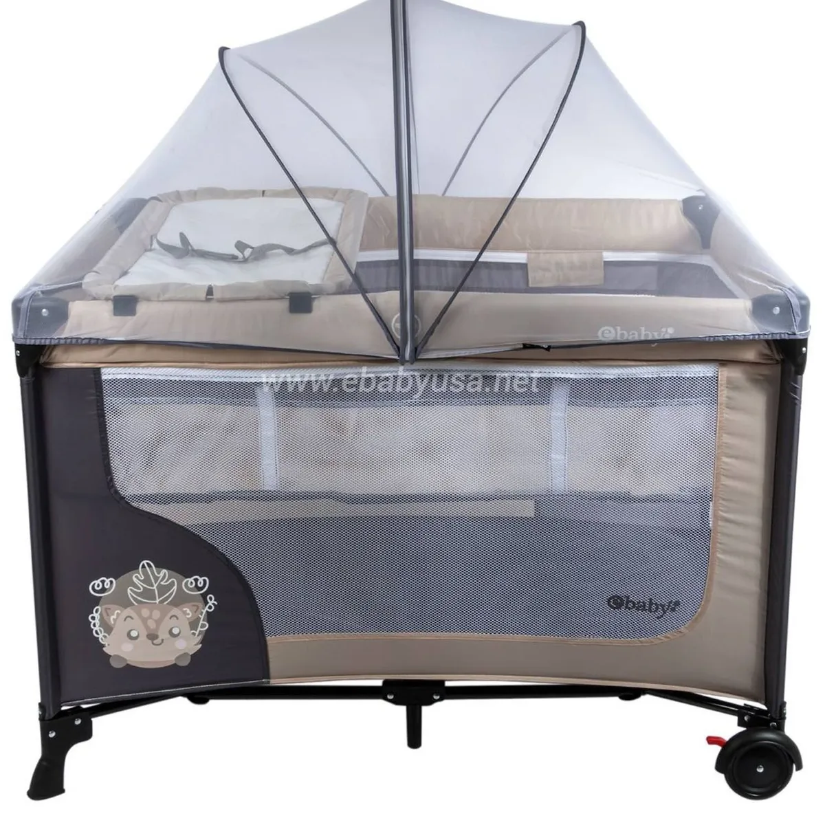 CUNA CORRAL EBABY CON CAMBIADOR HAPPY DREAM BEIGE - 2