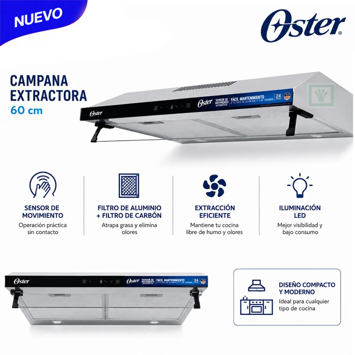 CAMPANA EXTRACTORA DIGITAL 24 PULGADAS OSTER INOX – OSPRHC24LSS - 1
