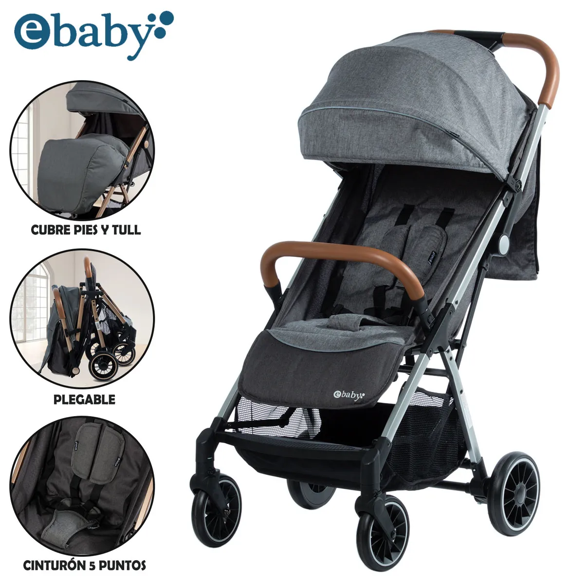 COCHE MALETA PARA BEBÉ «SOFI» DE FÁCIL PLEGADO DARK GRAY - 1