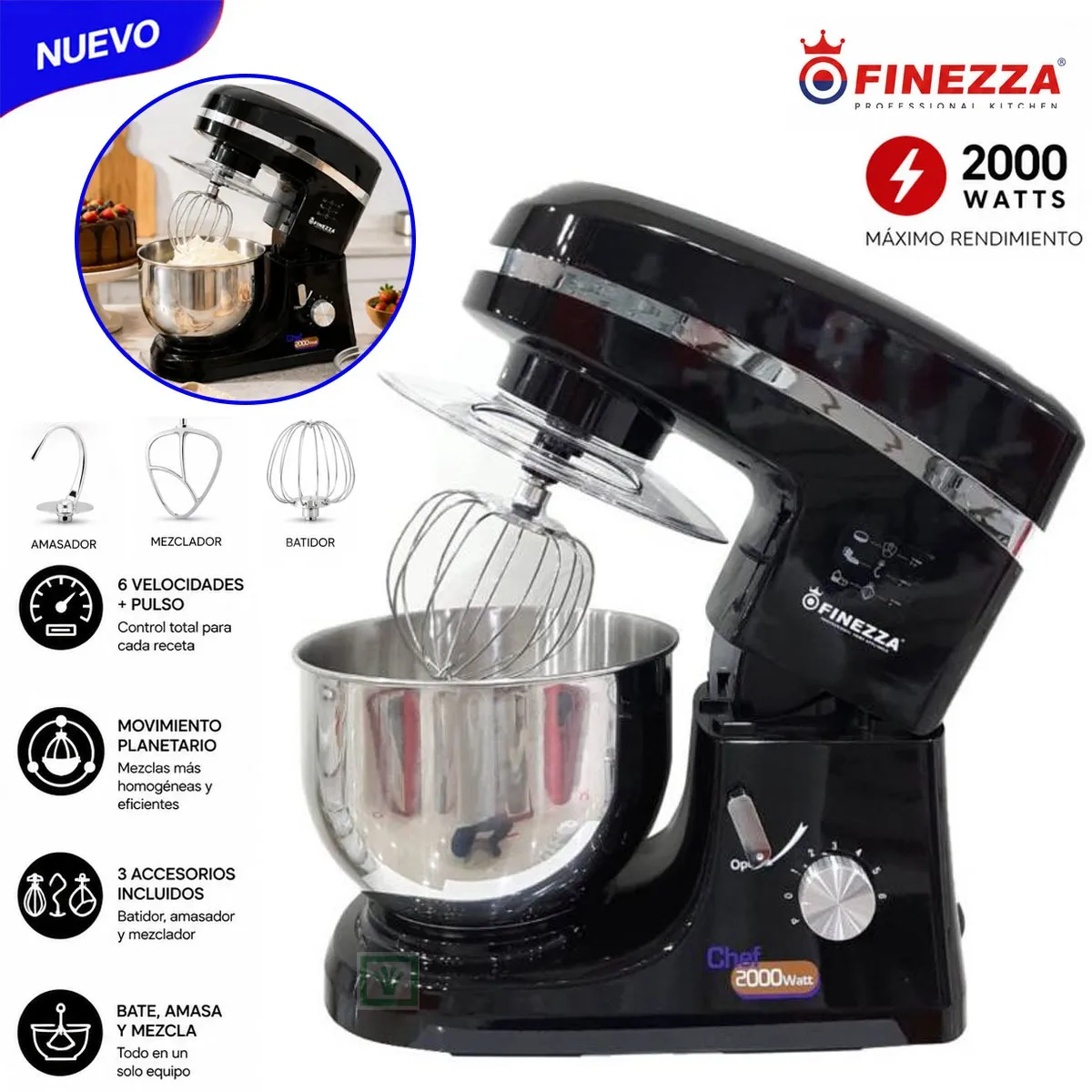 BATIDORA ORBITAL 2000W FZ-6818B NEGRO - 1