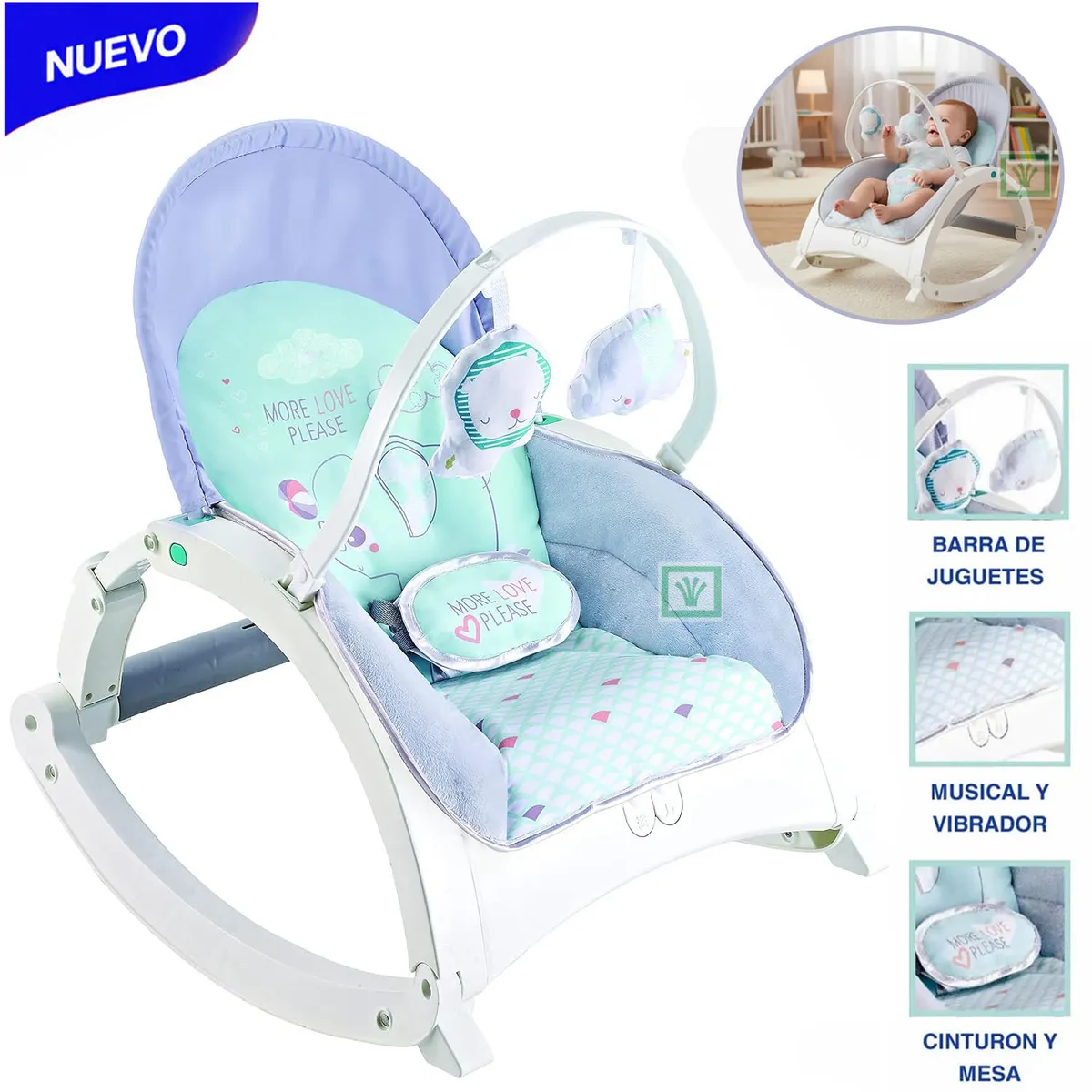 SILLA VIBRADOR MUSICAL PIU BELLO 2 EN 1 ELEPHANT - 1