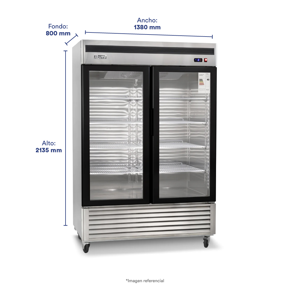ARMARIO FRIGORÍFICO FAN COOLING ILUMI DE 1400 LTS 2 PUERTAS VIDRIO - 3