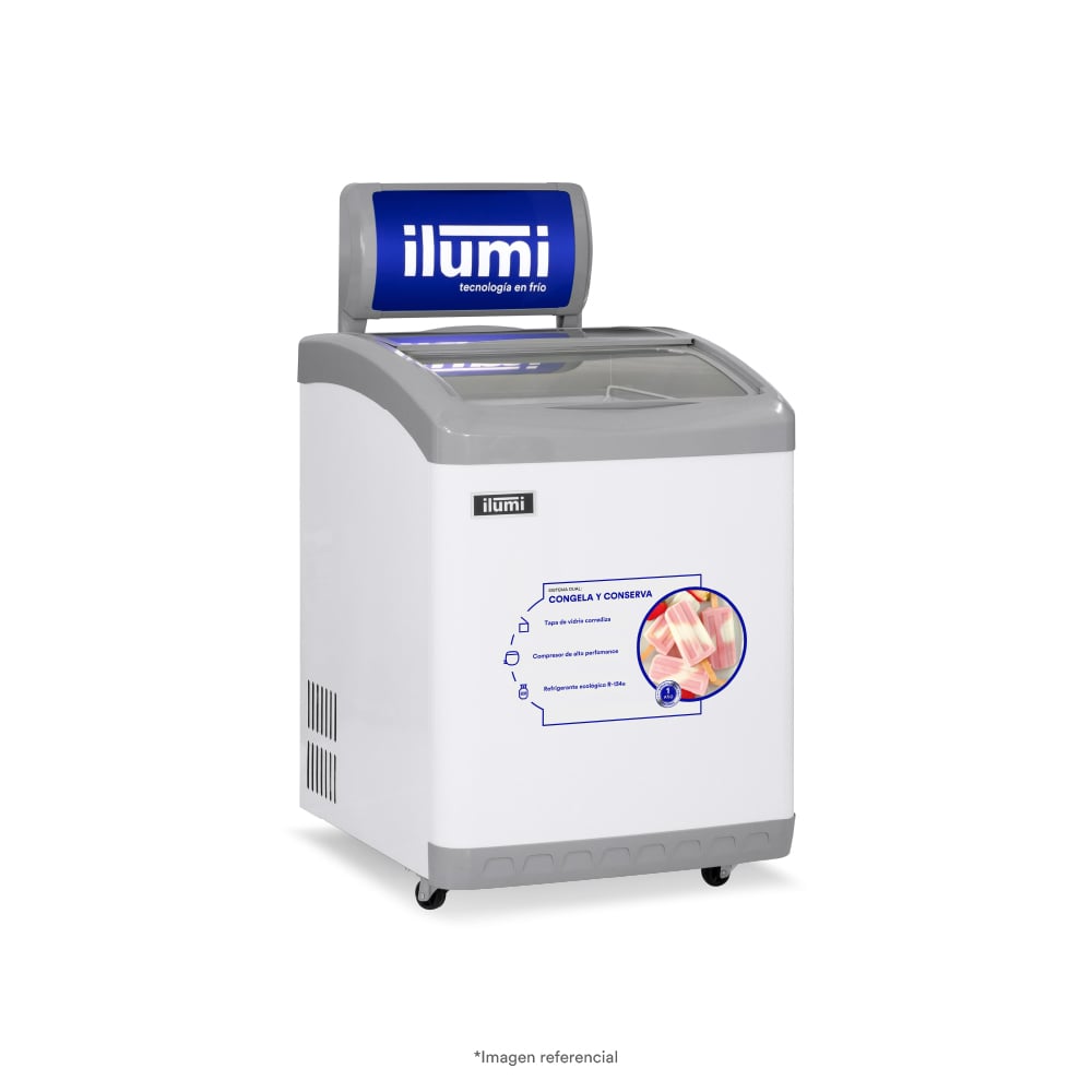CONGELADOR DUAL ILUMI TAPA VIDRIO DE 160 LTS - 2