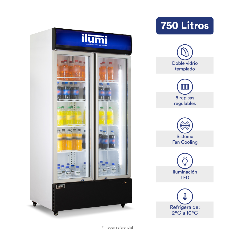 VISICOOLER VITRINA EXHIBIDORA FAN COOLING ILUMI 750L - 1