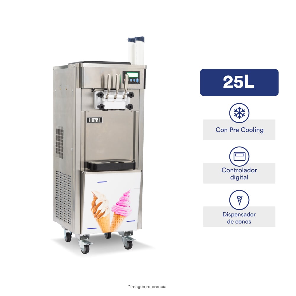 MAQUINA DE HELADO SOFT ILUMI CON PRE COOLING DE 25 LTS/H - 1