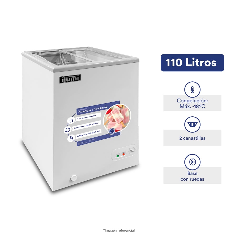 CONGELADOR ILUMI TF-1100 110 LTS TAPA VIDRIO - 1