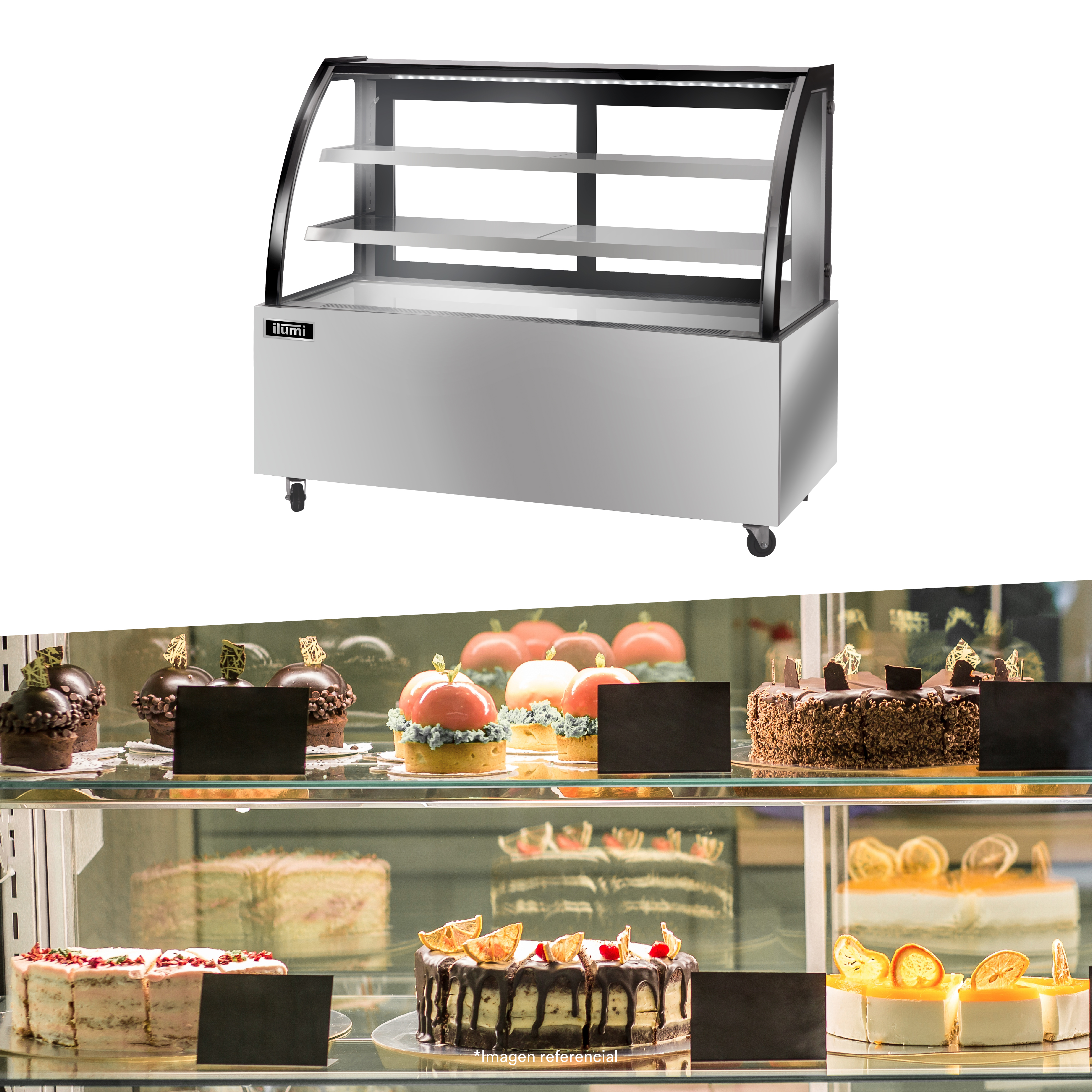 VITRINA ILUMI REFRIGERADA CURVA 2 NIVELES VRD-1500AI - 2